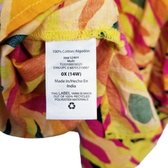 Terra & Sky Ruffle Sleeve Tropical Print Top Size 0X. 1 0192 - Picture 3 of 7